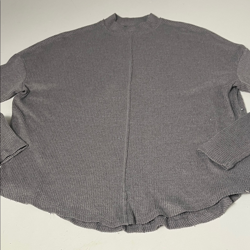 SO Small Super Cozy Top Long Sleeve Grey Mock Neck Soft Blouse
